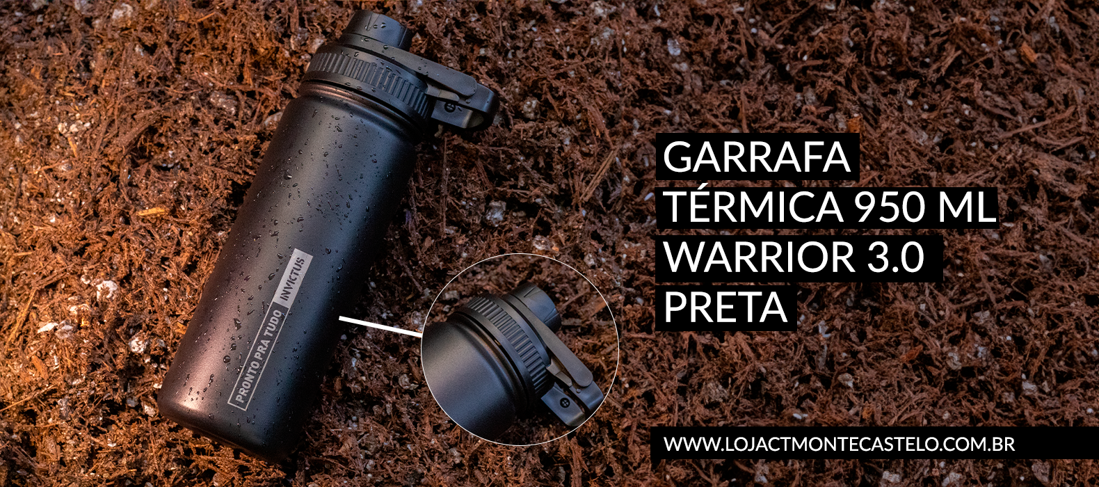 Garrafa Térmica 950 ml Warrior 3.0 - Preta